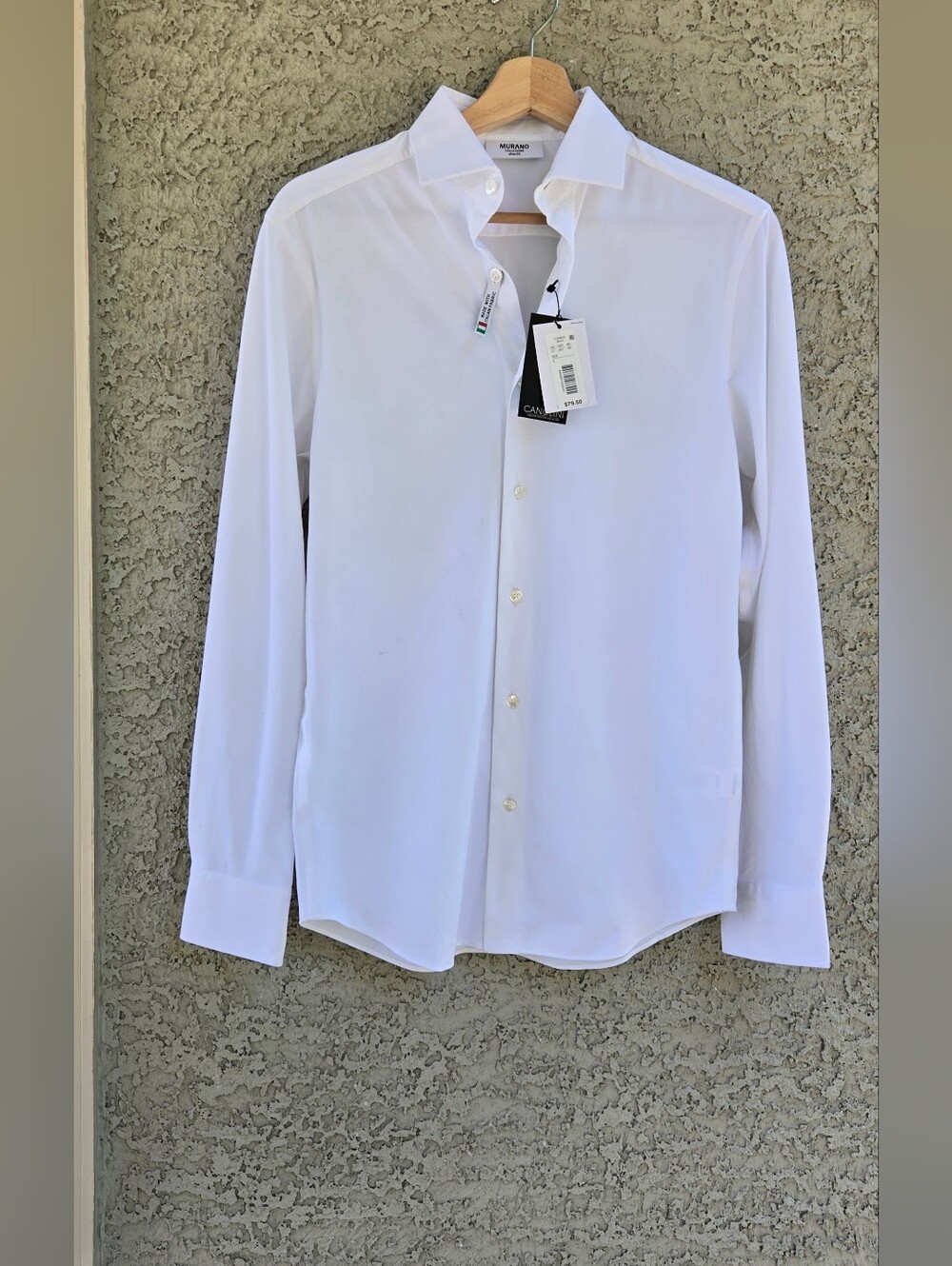 Murano White Long-Sleeve Spread Collar Dress Shirt